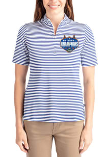 Cutter and Buck Florida Gators Womens Blue 2025 National Champions Virtue Eco Pique Stripe Short S..
