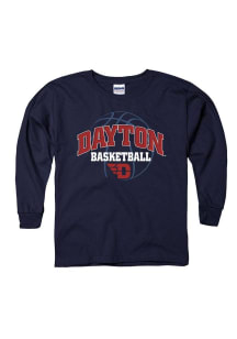 Dayton Flyers Youth Navy Blue Bevel Arch Long Sleeve T-Shirt
