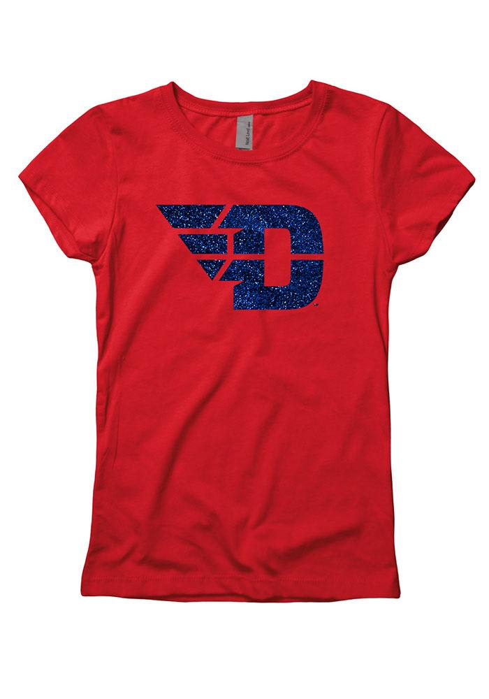 Dayton Flyers Girls Red Glitz Short Sleeve Tee