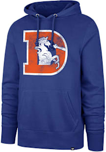 47 Denver Broncos Mens Blue Retro Distressed Imprint Long Sleeve Hoodie