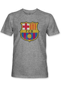 FC Barcelona Grey Vintage Logo Short Sleeve Fashion T Shirt