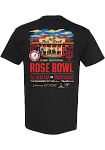Something Inked Indiana Hoosiers Black 2026 Rose Bowl vs. Alabama Stadium Short Sleeve T Shirt