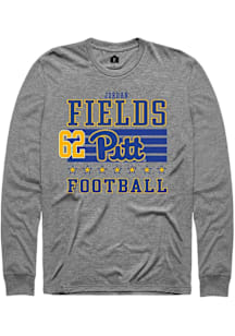 Jordan Fields Mens Grey Pitt Panthers Football NIL Striped Long Sleeve Player T Shirt