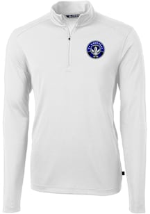 Cutter and Buck Montreal Impact Mens White Virtue Eco Pique Long Sleeve Qtr Zip Pullover