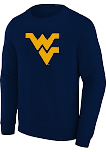 West Virginia Mountaineers Mens Navy Blue Large Logo Big and Tall Crew Sweatshirt
