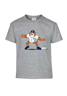 Paws  Soft As A Grape Detroit Tigers Youth Grey Mascot On Base Short Sleeve T-Shirt