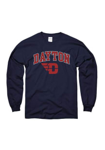 Dayton Flyers Navy Blue Arch Mascot Long Sleeve T Shirt