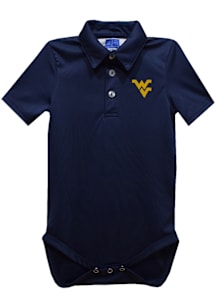 Vive La Fete West Virginia Mountaineers Baby Navy Blue Team Short Sleeve One Piece Polo