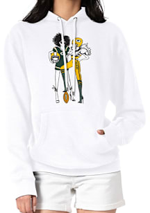 4Her Green Bay Packers Womens White Football Girls Hooded Sweatshirt
