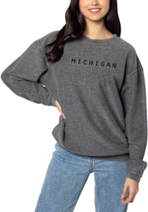 Michigan Womens Charcoal Straight Wordmark Crew Sweatshirt