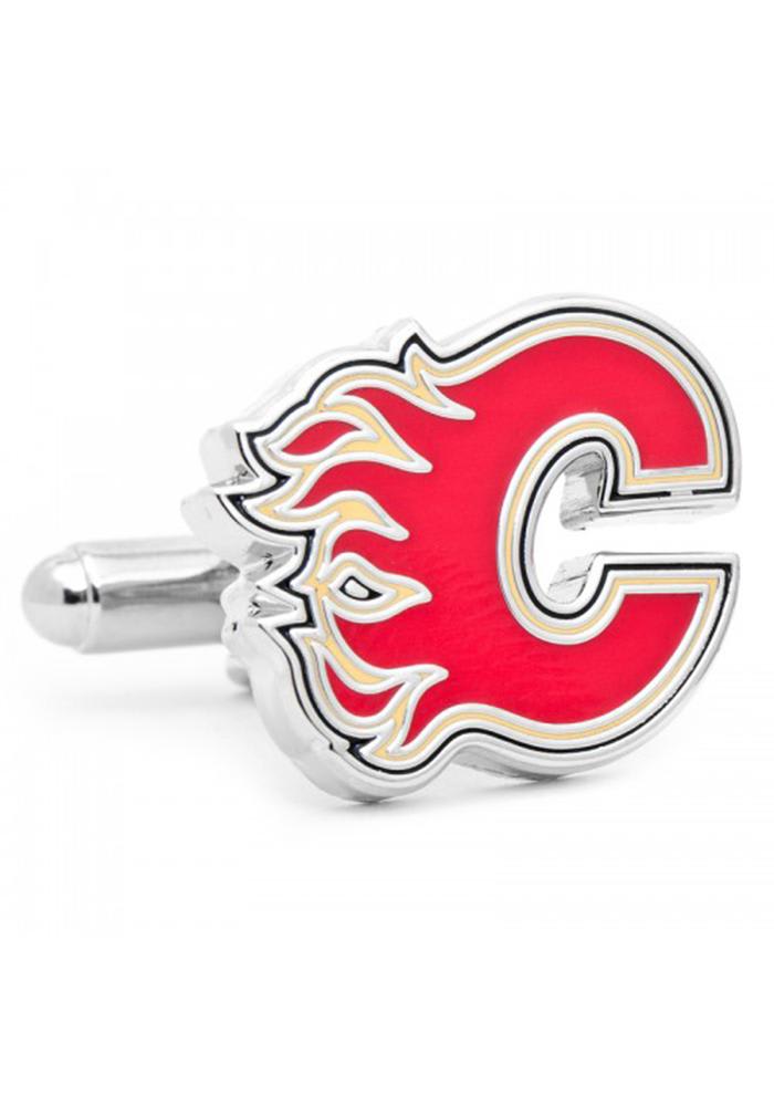 Calgary Flames Silver Plated Mens Cufflinks