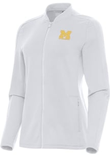 Womens Michigan Wolverines White Antigua Letterwinners M Club Continual Light Weight Jacket