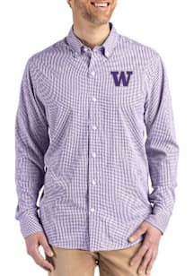Mens Washington Huskies Purple Cutter and Buck Skyline Long Sleeve Dress Shirt