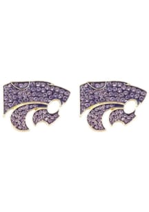 Pave Logo Stud K-State Wildcats Womens Earrings - Purple