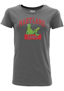 Blue 84 Maryland Terrapins Womens Grey Kermit The Frog Short Sleeve T-Shirt
