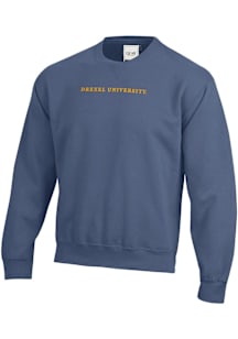 Mens Blue Drexel Dragons Embroidered Crew Sweatshirt