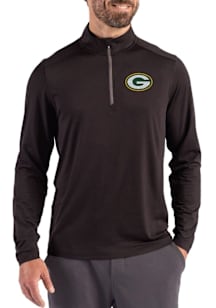 Cutter and Buck Green Bay Packers Mens Black Coastline Long Sleeve Qtr Zip Pullover