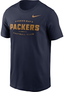 Nike Green Bay Packers Navy Blue Throwback logo Short Sleeve T Shirt