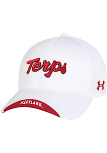 Under Armour Maryland Terrapins Sideline Blitzing Accent Adjustable Hat - White