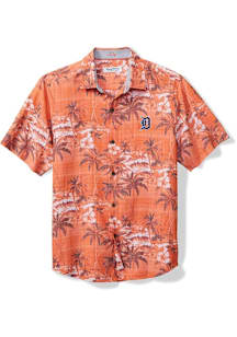 Tommy Bahama Detroit Tigers Mens Orange Coconut Point Isla Palmetta Short Sleeve Dress Shirt