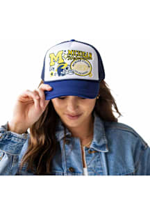 Gameday Social Michigan Wolverines White Layered Patch Trucker Womens Adjustable Hat