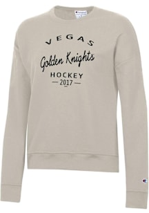 Champion Vegas Golden Knights Womens Oatmeal Arch Script Powerblend Crew Sweatshirt