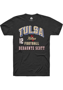 Dedaunte Scott Rally Mens Black Tulsa Golden Hurricane NIL Arch Logo Player T Shirt
