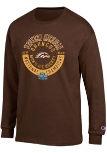 Mens Western Michigan Broncos Brown Champion 2025 National Champions Jersey Circle Tee