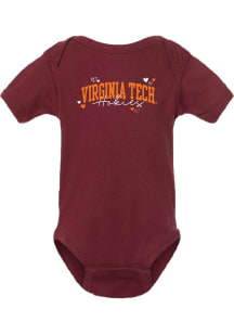 Summit Sportswear Virginia Tech Hokies Baby Maroon Heart Graphic Short Sleeve One Piece