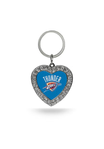 Oklahoma City Thunder Rhinestone Heart Keychain - Navy Blue
