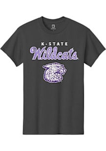 Summit Sportswear K-State Wildcats Anthracite Script Mascot Short Sleeve T Shirt