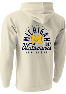Michigan Wolverines Mens Oatmeal Mascot Overlay Long Sleeve Hoodie