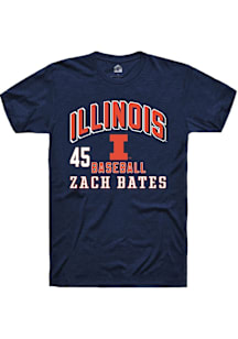 Zach Bates Illinois Fighting Illini Navy Blue NIL Arch Logo Short Sleeve Player T Shirt