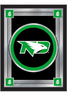 North Dakota Fighting Hawks Logo Hanging Back Bar Mirror