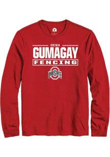 Erika Gumagay Mens Red Ohio State Buckeyes NIL Stacked Box Long Sleeve Player T Shirt