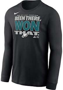 Nike Philadelphia Eagles Black 2025 Division Champions Super Helmet Long Sleeve T Shirt