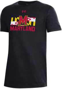 Under Armour Maryland Terrapins Youth Black Team Logo Short Sleeve T-Shirt