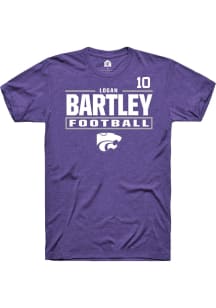 Logan Bartley Rally Mens Purple K-State Wildcats NIL Stacked Box Player T Shirt
