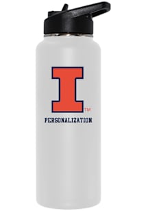 Illinois Fighting Illini Personalized 34oz Quencher Stainless Steel Bottle - White