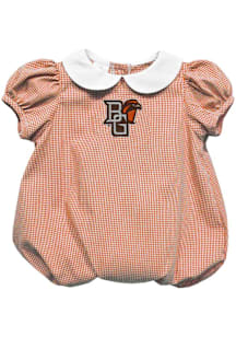 Vive La Fete Bowling Green Falcons Baby Orange Gingham Collar Short Sleeve One Piece