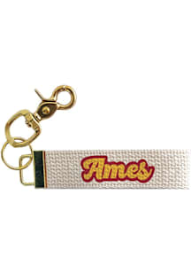 Ames Script Text Woven Keychain - Red