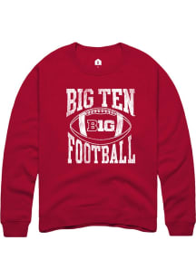 Mens Big Ten Cardinal Rally Football Arch Crew Sweatshirt