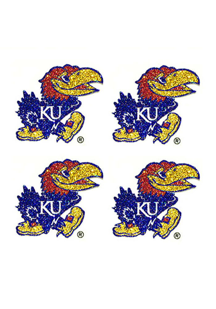 Kansas Jayhawks 4-Pack Glitter Tattoo - BLUE