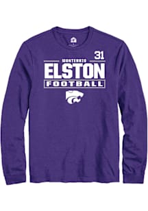Monterrio Elston Mens Purple K-State Wildcats NIL Stacked Box Long Sleeve Player T Shirt