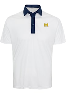 Michigan Wolverines Mens White Semi Spread Short Sleeve Polo