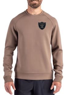 Cutter and Buck Las Vegas Raiders Mens Oatmeal Mono Roam Long Sleeve Crew Sweatshirt