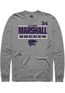 Allison Marshall Mens Graphite K-State Wildcats NIL Stacked Box Long Sleeve Player T Shirt