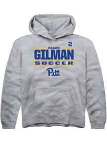 Jackson Gilman Rally Youth Grey Pitt Panthers NIL Stacked Box Long Sleeve Player Hoodie