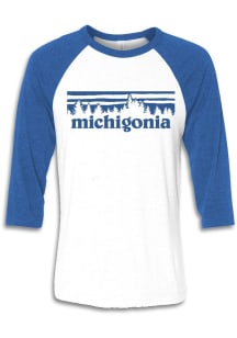 Michigan White Michigonia Raglan 3/4 Sleeve T Shirt