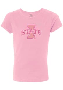 Summit Sportswear Iowa State Cyclones Girls Pink Embellished Logo Short Sleeve Fashion T-Shirt